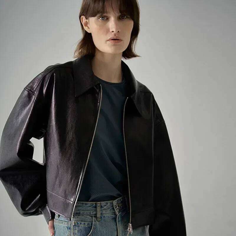 Designer Clothing Womens Jacket Leather Coat Triangle Badge Coats Designer Women Fashion Classic Leather Jacket Loose All-Match Short American Street 