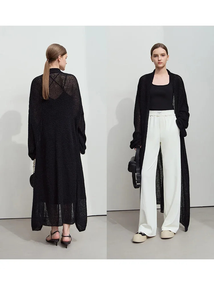 AMII Minimalist Long Sweater Cardigan For Women Spring Casual Office Lady Knitted Coats Loose Female 12551045 250730