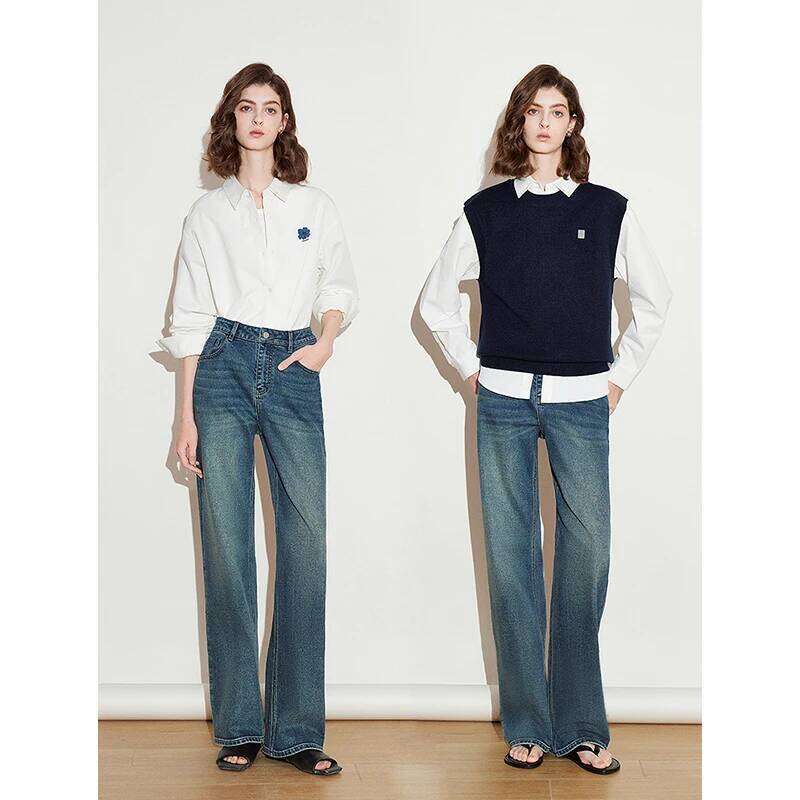 TOYOUTH Women Denim Jean 2025 Spring New Long Pants 8518037 250728