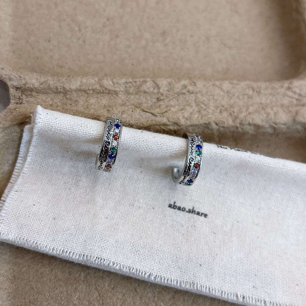 Light Pure Sier Rainbow Lucky 2024 New Korean Style Simple Versatile Niche Design Earrings c46