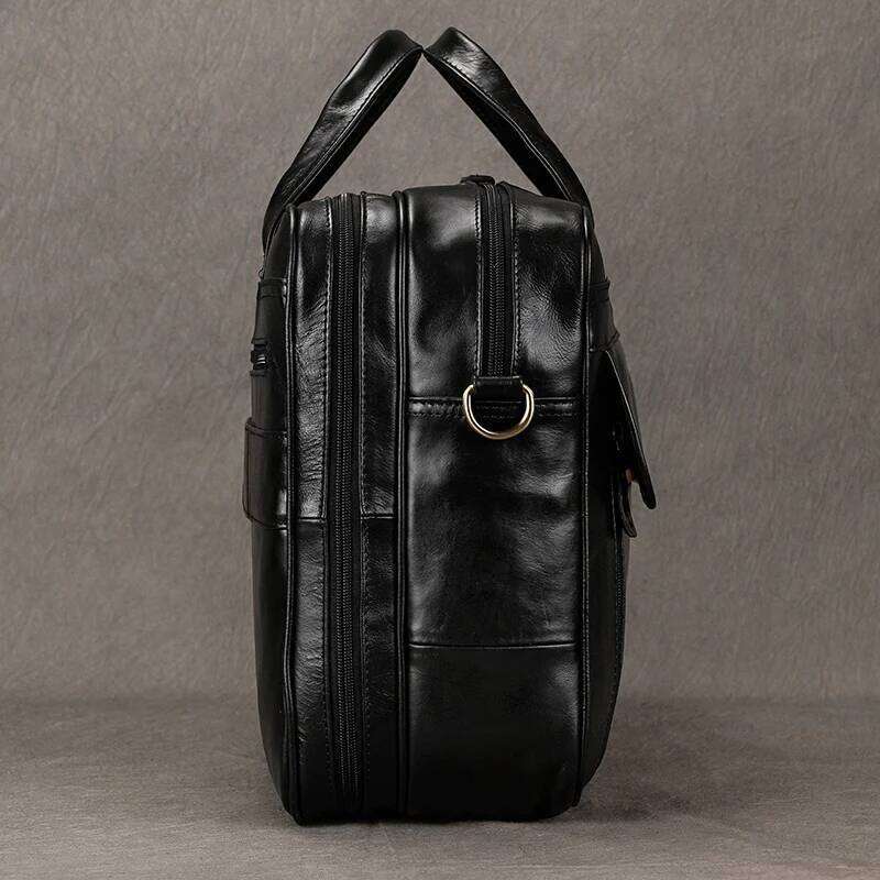 Genuine Briefcase Man Large Capacity Computer Cow Leather Messenger Bag Handbag For Male Black Business Bags bag