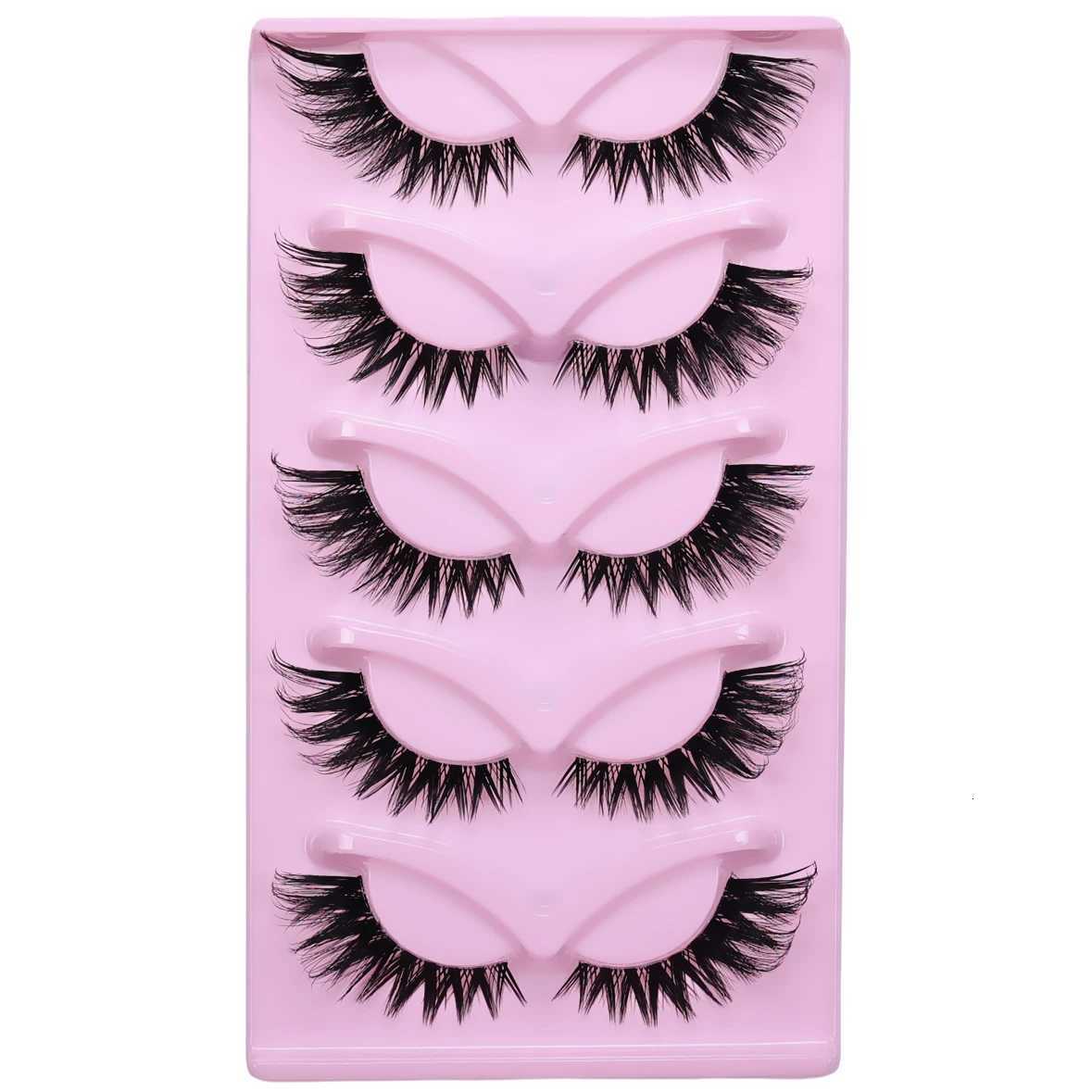 5 Pairs Cat Eye Lashes Long Lashes Cat Eye Look Wispy Lashes Eye End Elongated Strip Thick False Eyelashes Z250730