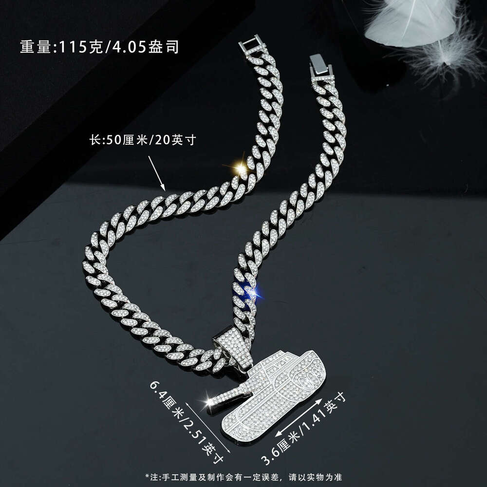 Hot Selling Personality Punk Hip Hop Cuban Chain Fashion Cool Full Dia Tank Necklace Pendant