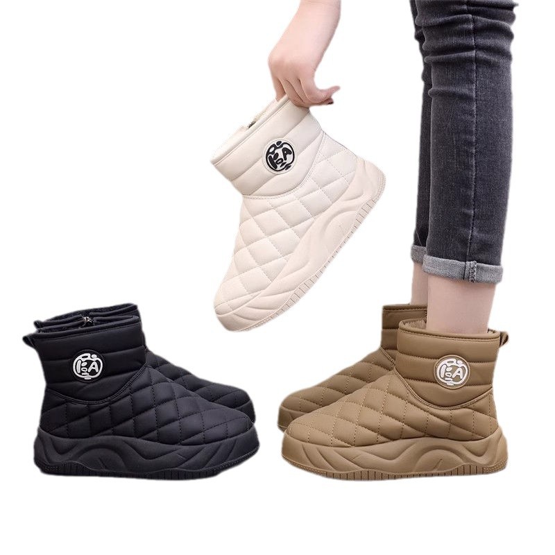 2025 New Winter Women's Thick-Soled Anti-Slip Snow Boots Platform Sole Height-Increasing Fleece-Lined Warm Casual Cotton Shoes For Winter