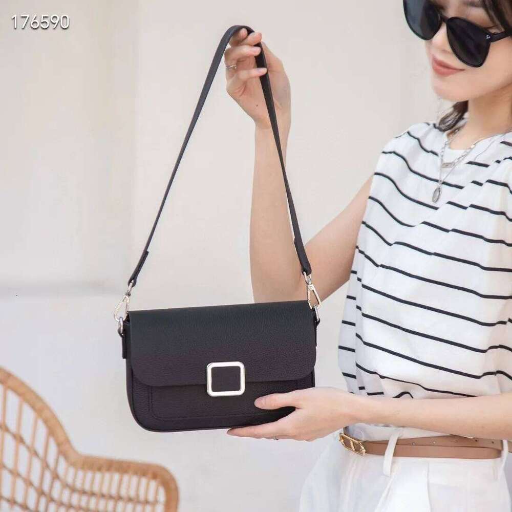 Genuine Women's Square Handbag, Soft Leather Cowhide Underarm Bag, Ladies' Stylish Single Shoulder Crossbody Bag