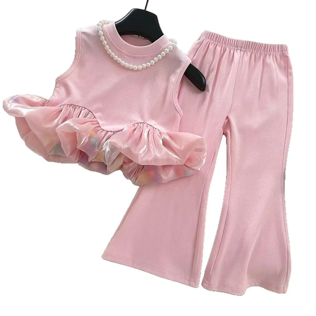 Childrens Clothing Sets Sleeveless Vest Top Flared Pants 2pcs Sets Baby Girl Outfit Set Toddler Girl Clothes 250729