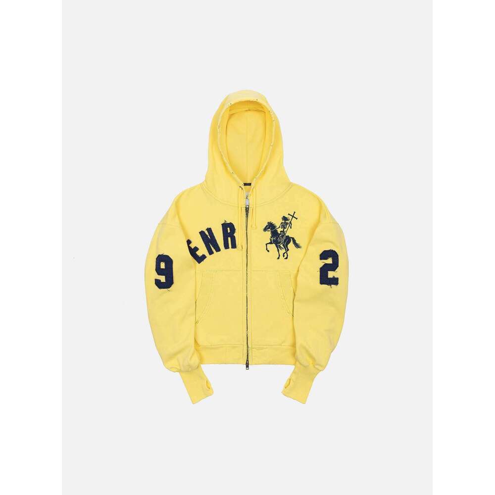 New Ins Style Loose Zipper Cardigan Trendy Fashion Personality Knight Letter 3D Print Pocket Hooded Sweatshirt