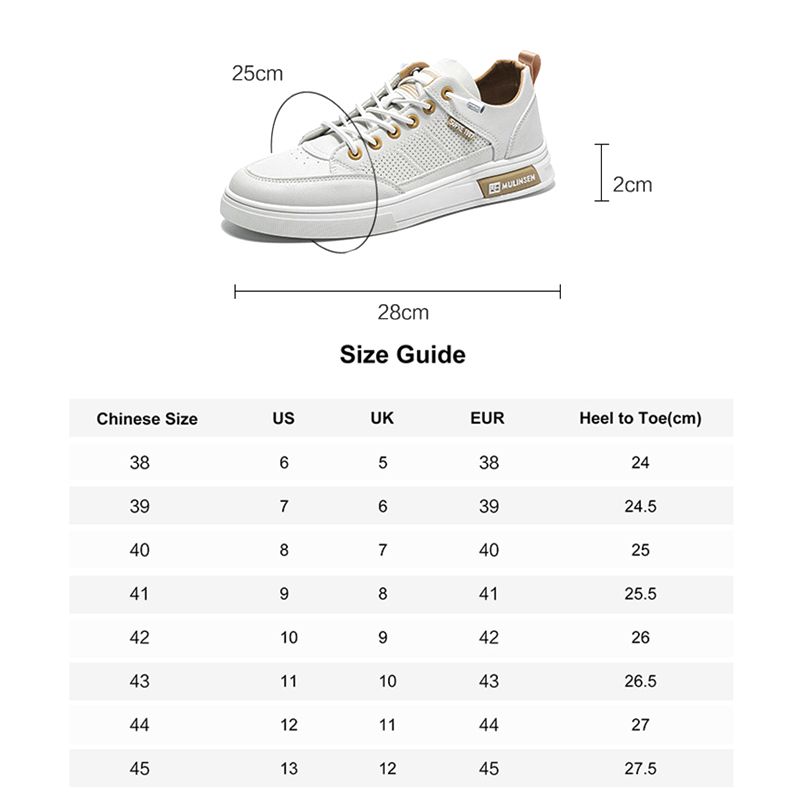 Mulinsen men's shoes spring and summer 2025 all-match youth breathable sports punched casual sneakers flat bottom non-slip wear-resistant white s