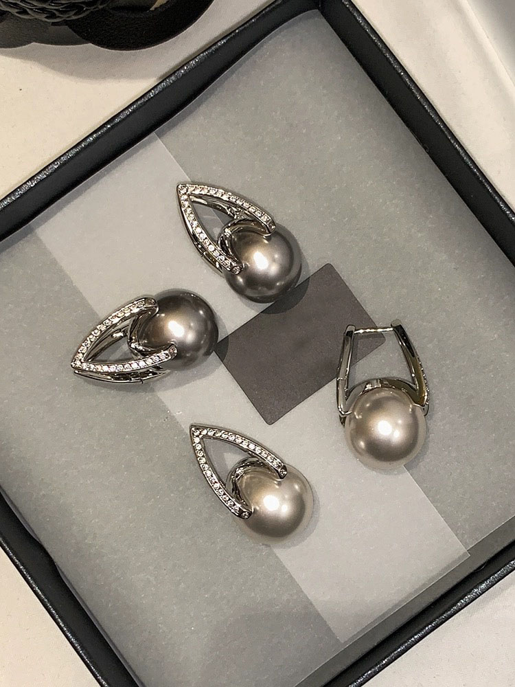 Exquisite Ball Pearl Stud Earrings for Women 18K Real White Gold Plated Cubic Zirconia Wter Drop Pearl Charm Earrings Fashion Fine Crystal Earrings Je