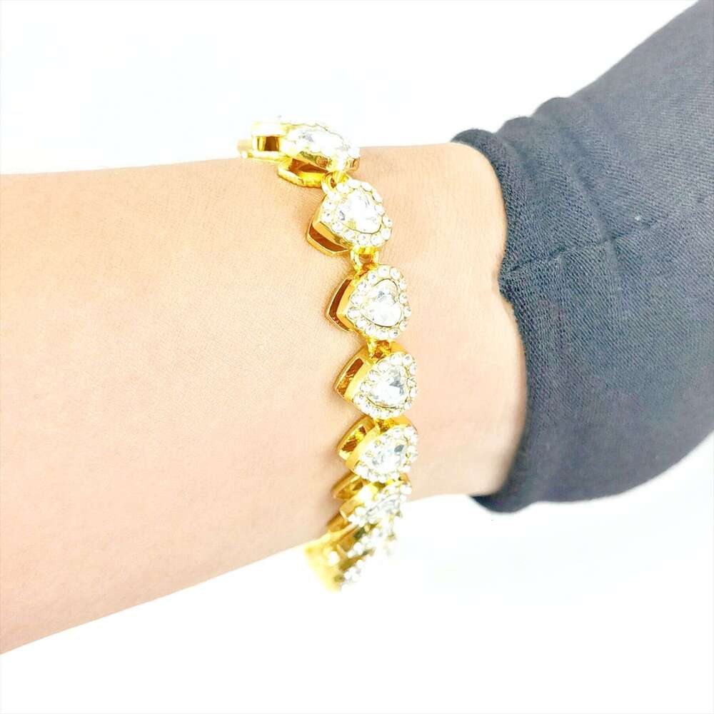Hot Selling 11mm Heart Full Dia Cuban Chain Exaggerated Fashion Personality Creative Necklace