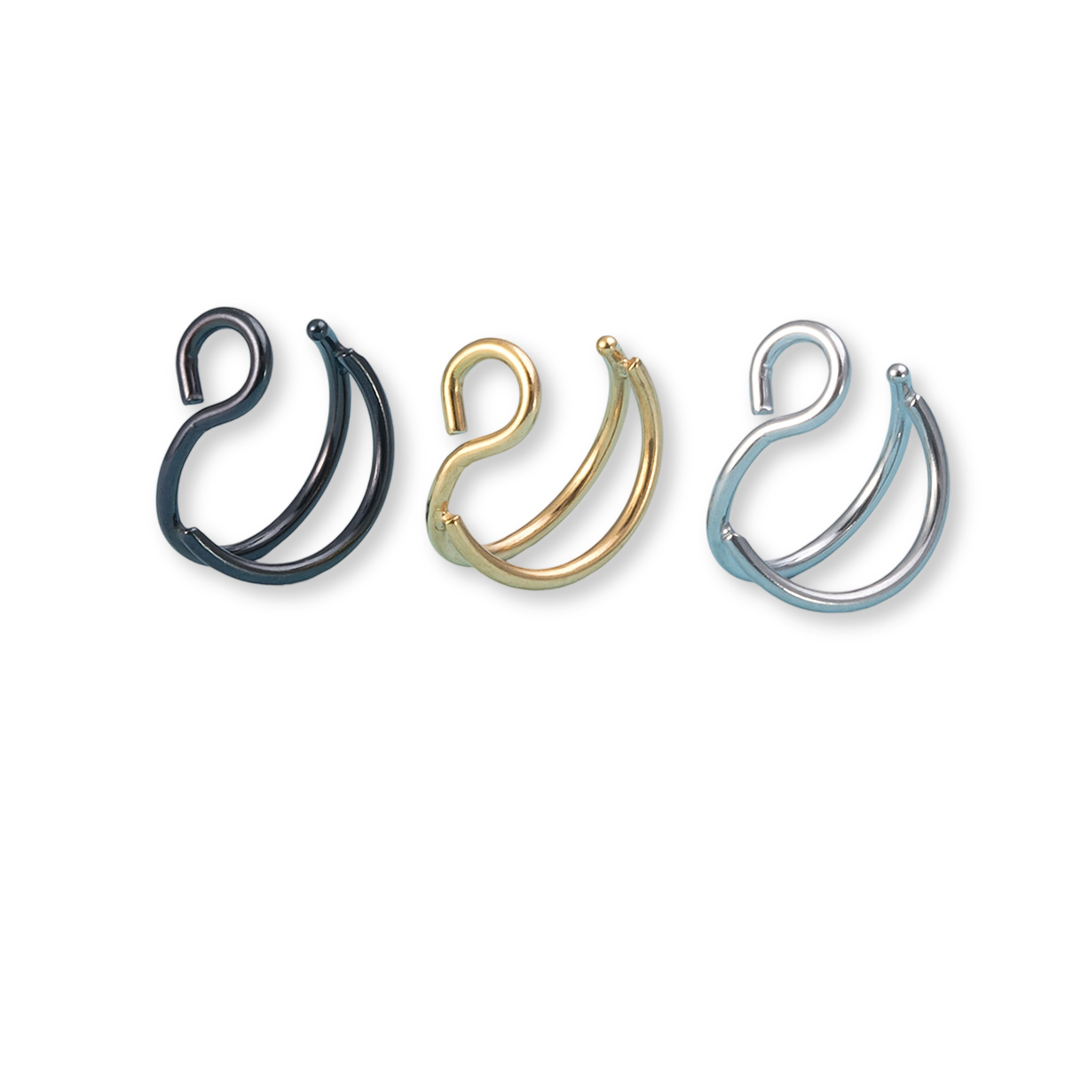 Double ring fake nose ring, stainless steel lip ring, human puncture jewelry wholesale