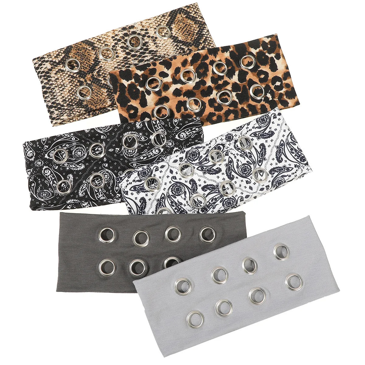 Punk Girl Hollowed Out Eyelets Wide Elastic Headband Stretchy Metal Rock Steampunk for Sports Headbands Hair Accessories 250716