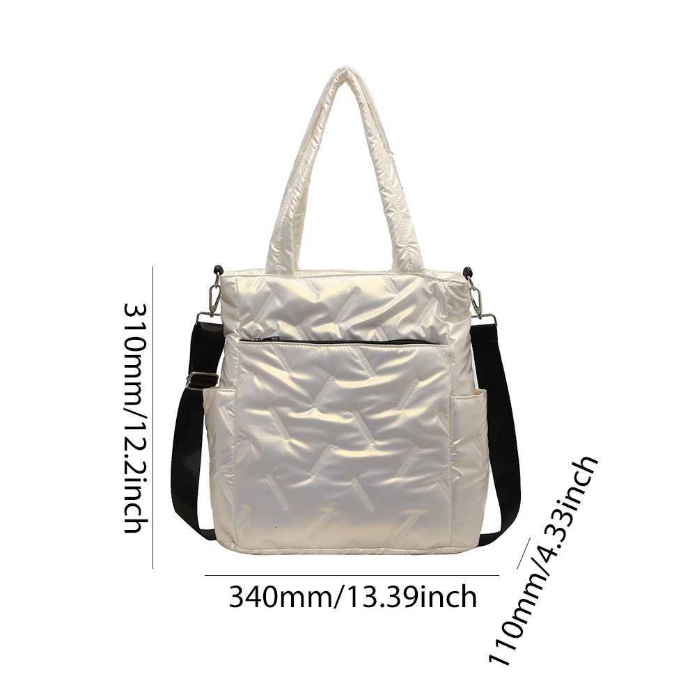 5 Puffer Handbag for Men Quilted Puffy Tote Bag Latt Cott Padded Shoulder Crossbody Bag Trendy Casual Shopper Bag Y250730