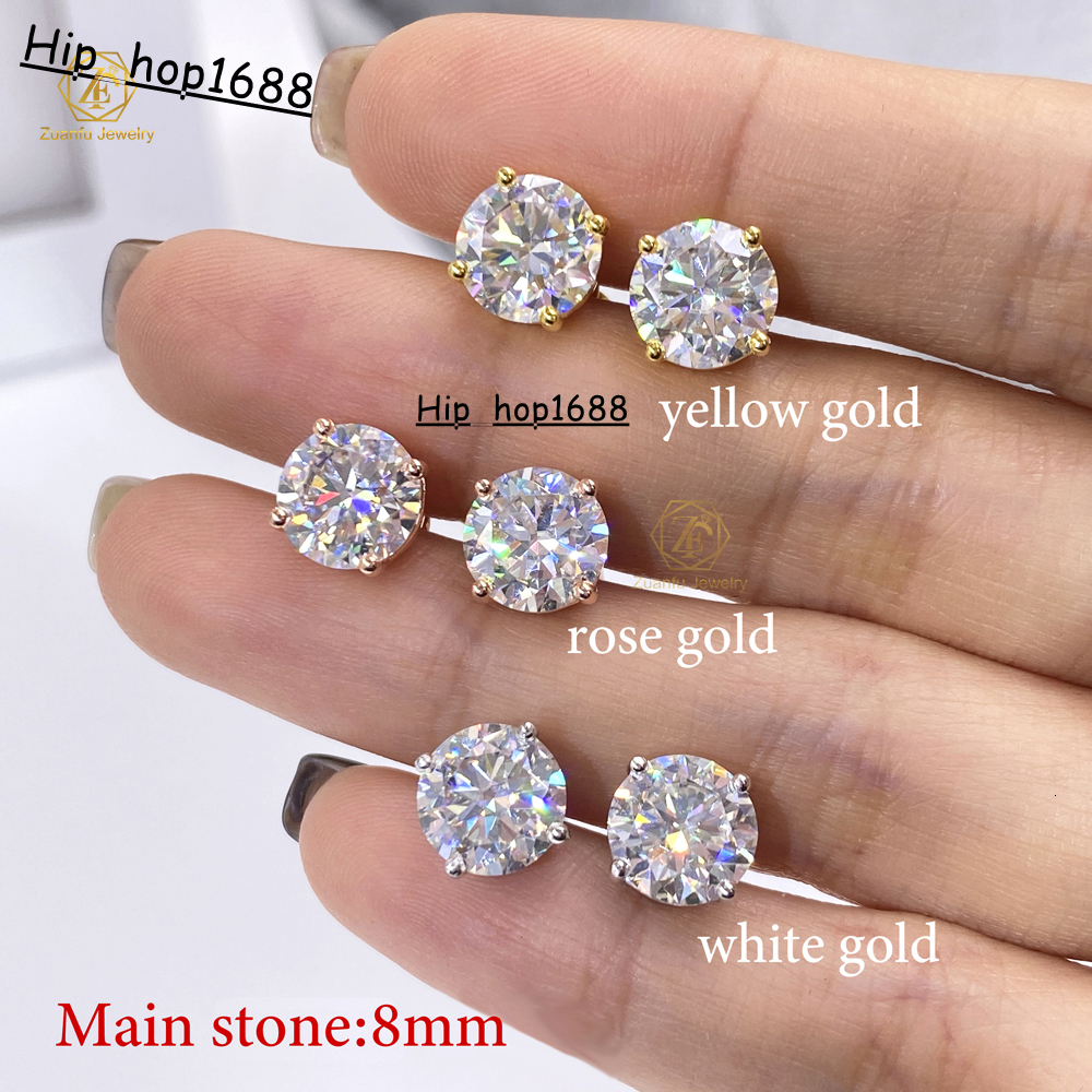 Hip Hop Jewelry Diamond Earrings Pass Tester 0.5ct/1ct /2ct S925 Silver VVS Pink Yellow Red Black Moissanite Earrings for Ladies