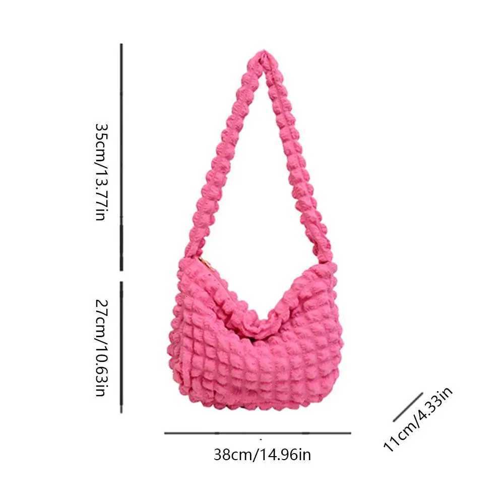 Pleated Cloud Bubble Shoulder Bag Solid Color Korean Style Tote Bag Crossbody Bag Large Capacity Plaid Crossbody Bag Women Y250729