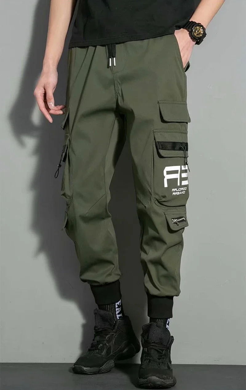 Mens Army Green Cargo Pants Casual Hip Hop Black Color Multiple Pockets Trousers Streetwear Sweatpants Male Size M5XL 250729