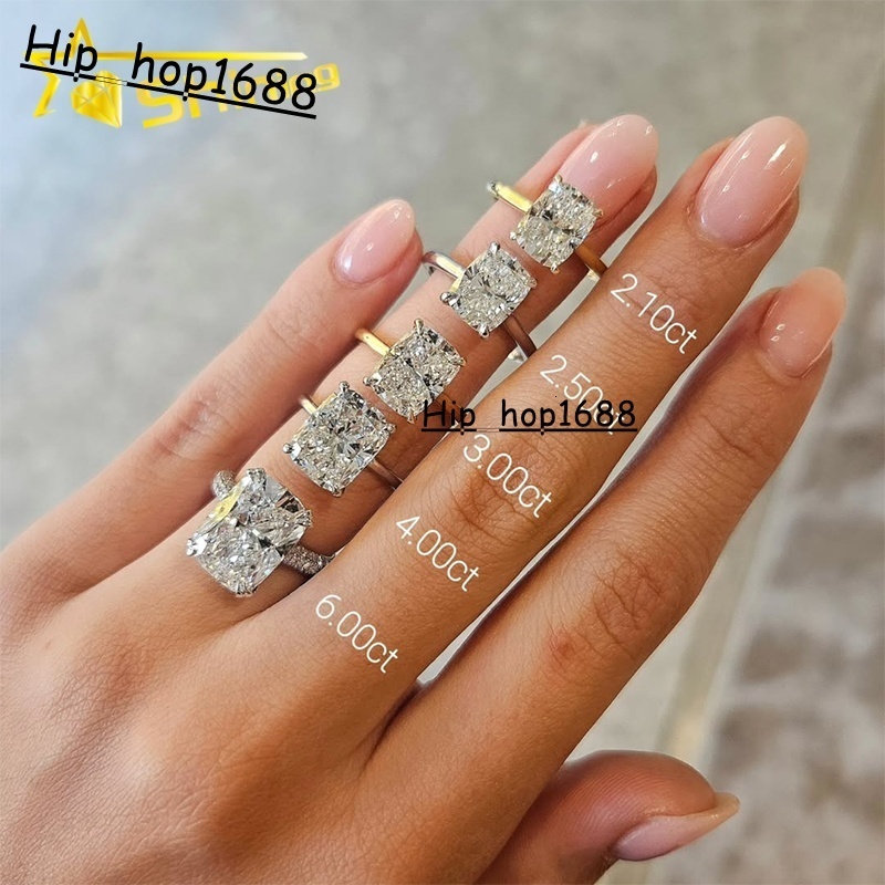Custom Luxury CVD/HPHT Radiant Lab Diamonds Solitair Plain Band Moissanite Diamonds 10K Real Gold Wedding/Engagement Rings