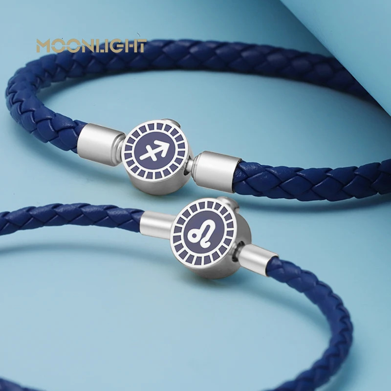 MOONLIGHT 12 Bracelets Charm Leather Bracelet Scorpio Virgo Sagittarius Pisces Women Couple Birthday Jewelry Gifts 250730