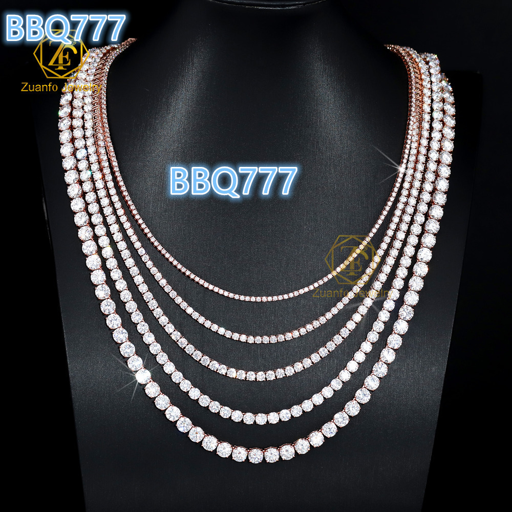 Popular Hiphop Style Tennis Chain 925 Silver Iced Out D VVS1 2mm-6.5mm Moissnaite Diamond Tennis Necklace for Women Men