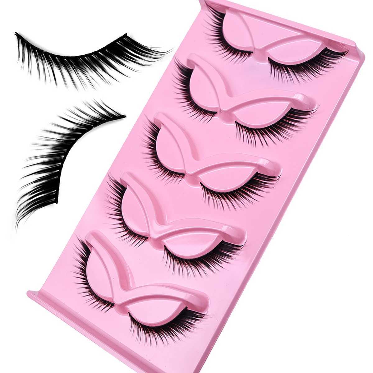 5 Pairs Cat Eye Lashes Long Lashes Cat Eye Look Wispy Lashes Eye End Elongated Strip Thick False Eyelashes Z250731