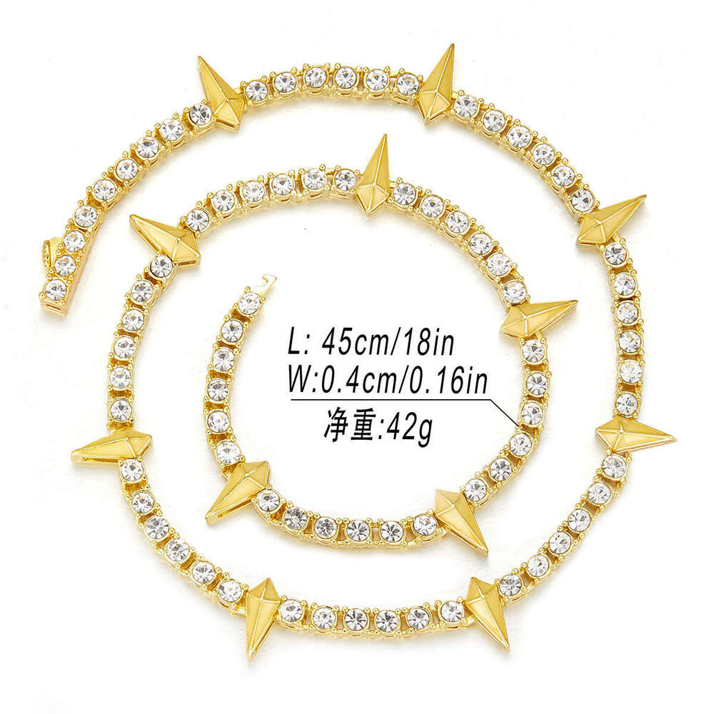 Hip Hop Rap Fluorescent Black Panther Necklace High-Quality Versatile Trendy Men's Alloy Inlaid Dia Tennis Cuban Chain