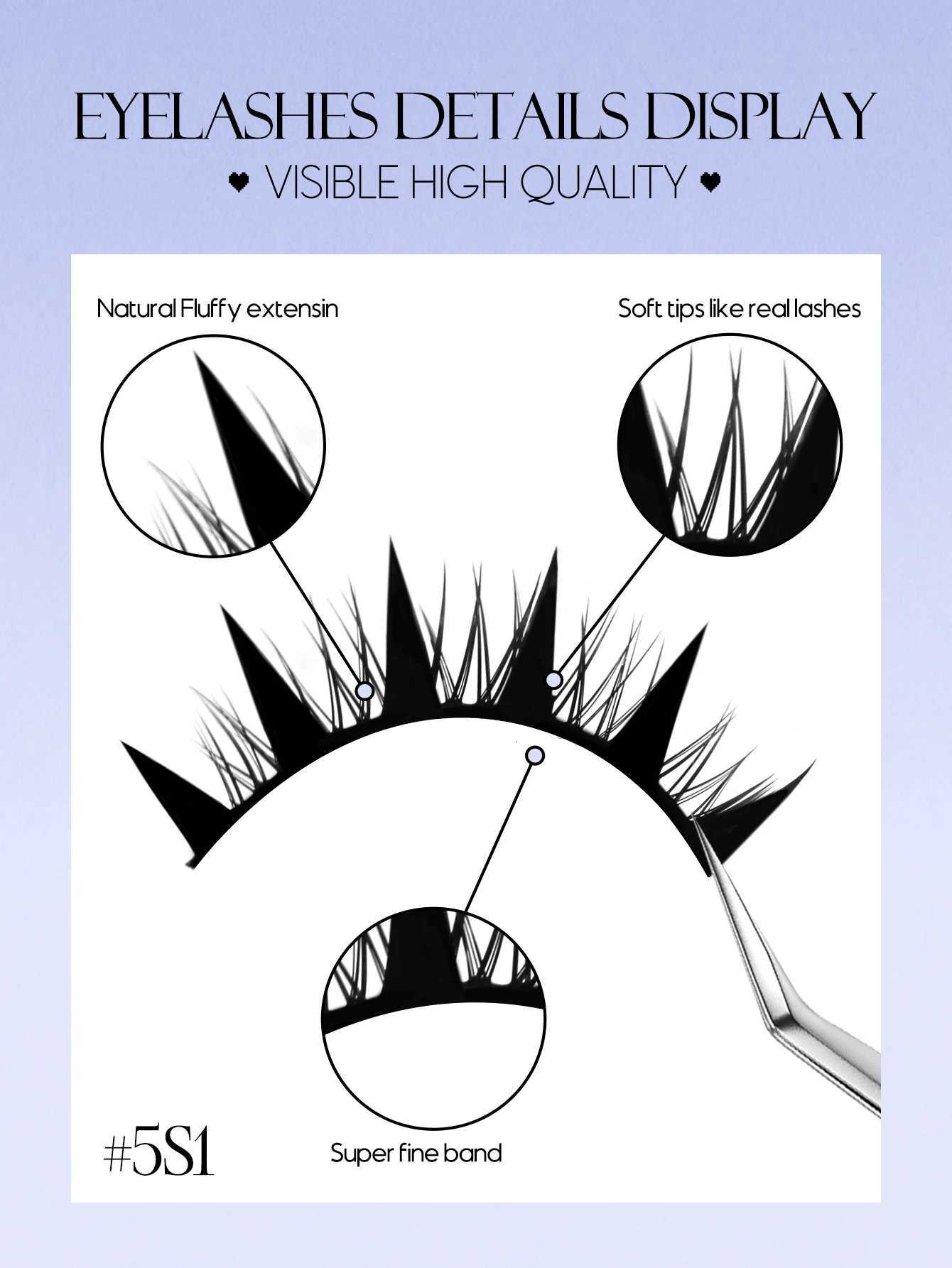 5 pairs of GROINNEYA Manga Lashes Eyelashes Fluffy Soft Cross Natural Look False Lashes Wispy Natural Makeup Eyelash Extensions Z250730
