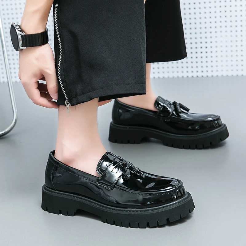STRONGSHEN Fion Men Tassel Loafers Leather Shoes Business Formal Shoes Designer Oxford Shoes Mens Platform Party Wedding Shoes Y250730