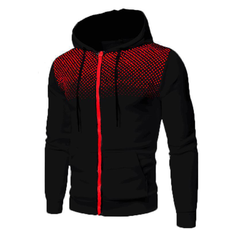 Dot Print Zipper Sport Hoodie Unisex Comfort Outdoor Jogging Running Casual Slim Fit Men Versatile Pocket Sweatshirt