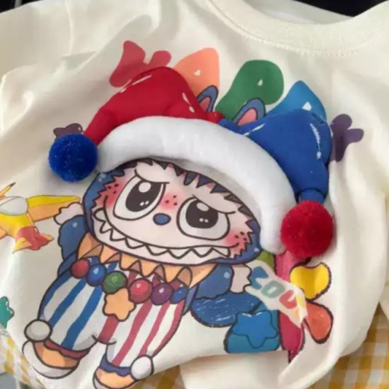 LABUBU boys and girls short-sleeved printed T-shirt for children's summer T-shirt baby cartoon top design comfortable and soft children's cl