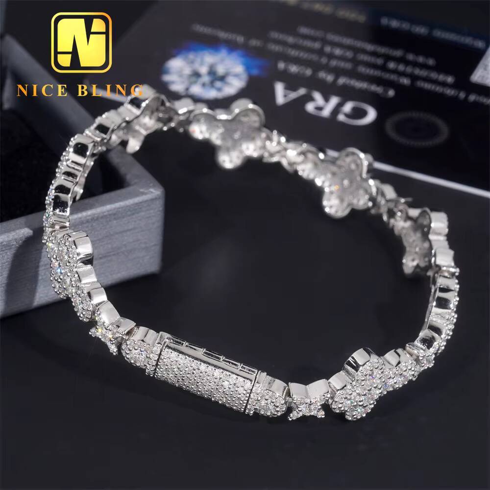 Nice Bling New Design Ice Out Diamond Jewelry 13MM Moissanite Bracelet 925 Sterling Silver Hip Hop Cuban Link Chain Bracelet