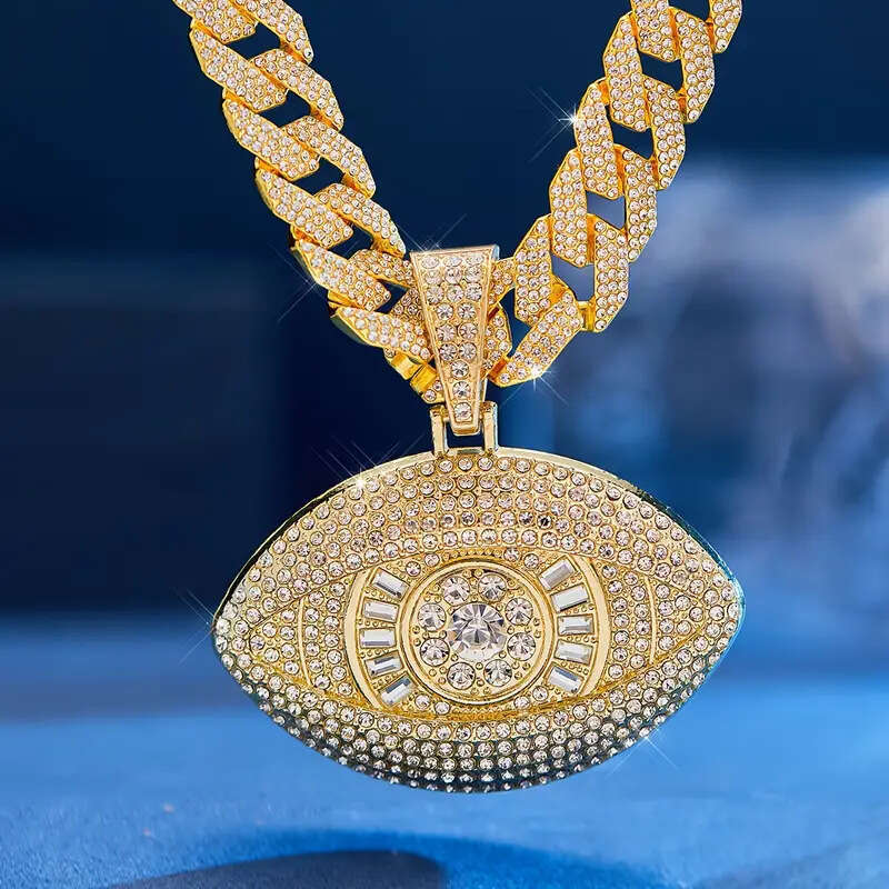 New Arrival Men's Pendant Hip-Hop Style Personality Creative Devil's Eye Alloy Full Dia Necklace