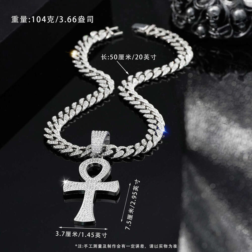 Full Dia Hip Hop Men's Cuban Chain Fashion Personality Irregular Cross Pendant Straight Hair