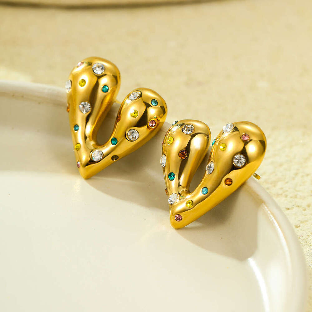 Stainless High-end Heart Deer Antlers Titanium Steel Stud Autumn Winter Fashion Light Earrings for Women