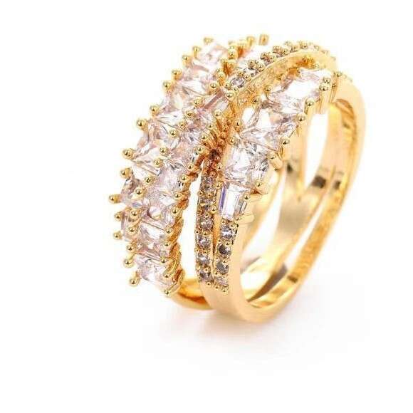 Hot Selling Exquisite Fashion Diamond-Studded Creative Cross Irregular Alloy Ring Jewelry