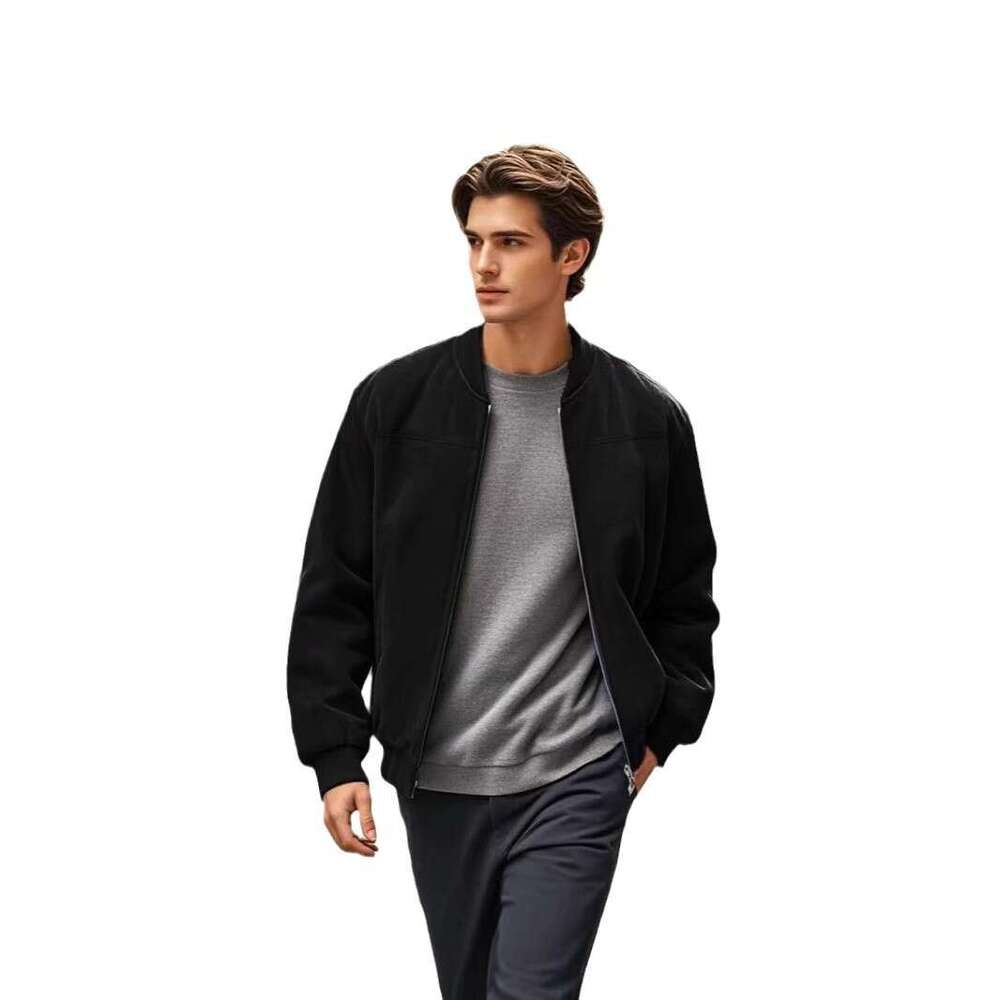 Autumn Winter Suede Velvet Stand Collar Male loose Zipper Cardigan Coat Trendy fashion Men Jacket