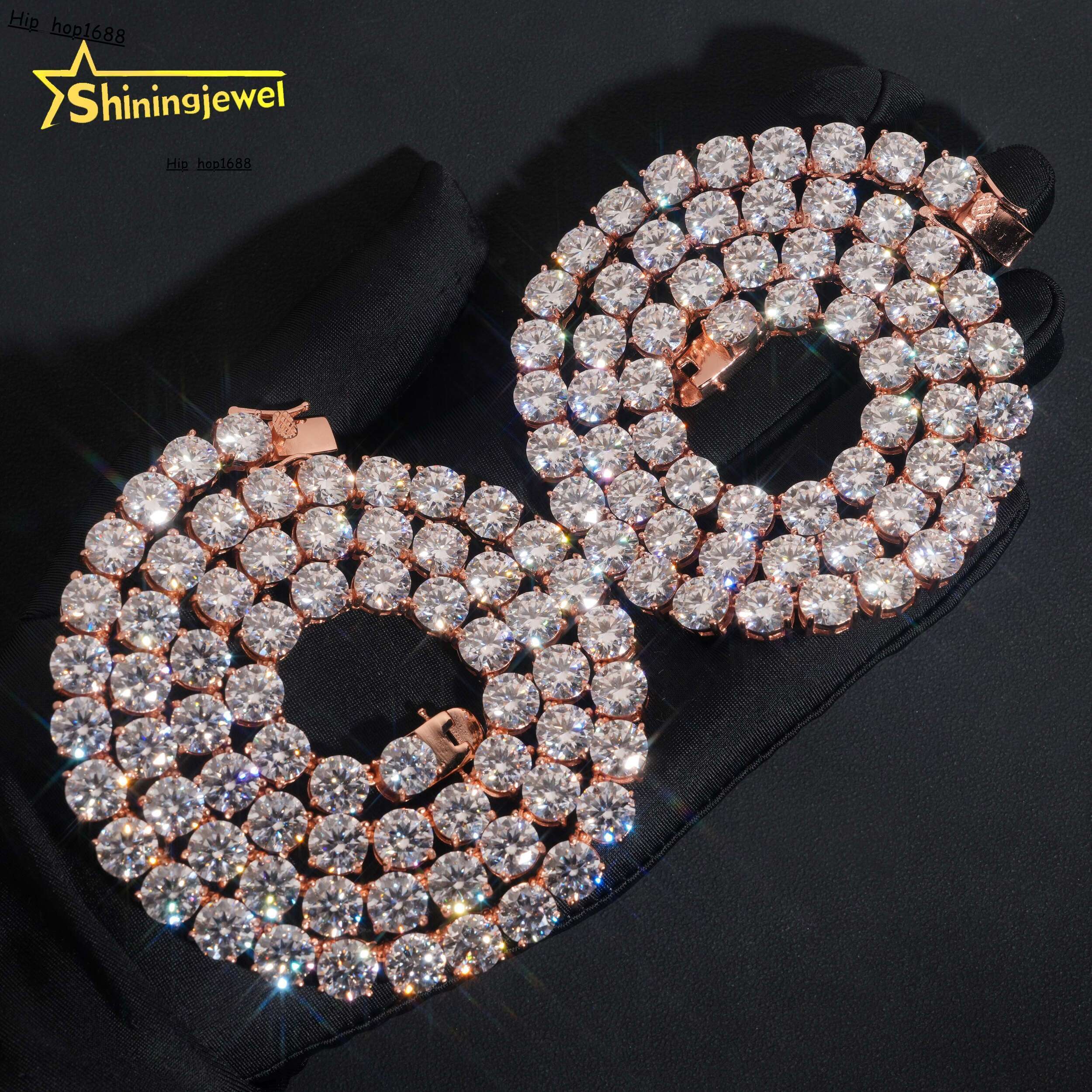 Factory Price Fine Jewelry 925 Sterling Silver Fashion Tennis Chain Necklaces 8MM Diamond Iced Out Necklace Moissanite Chain