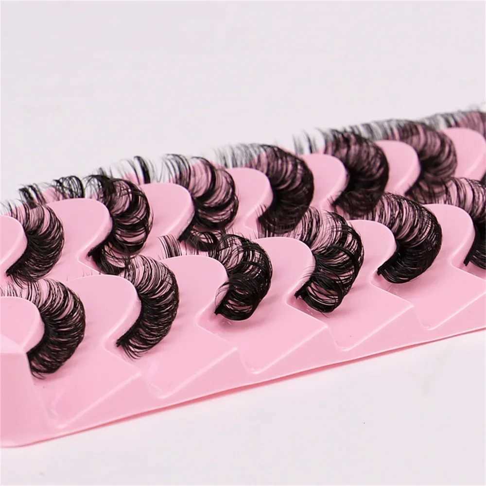 10 pairs DD Curl Lashes Russian Strip Lashes 3D Mink Eyelashes Natural Long Reusable Fluffy Eyelash Extensions Z250730