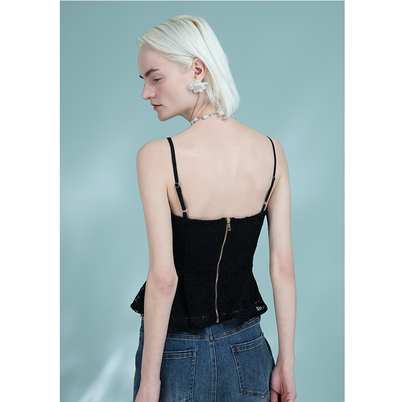 Women's Sexy Black Lace Camis Tank Tops Fitted Double Lined Sleeveless Crop Spaghetti Strap Summer Y2k Tops 6112126