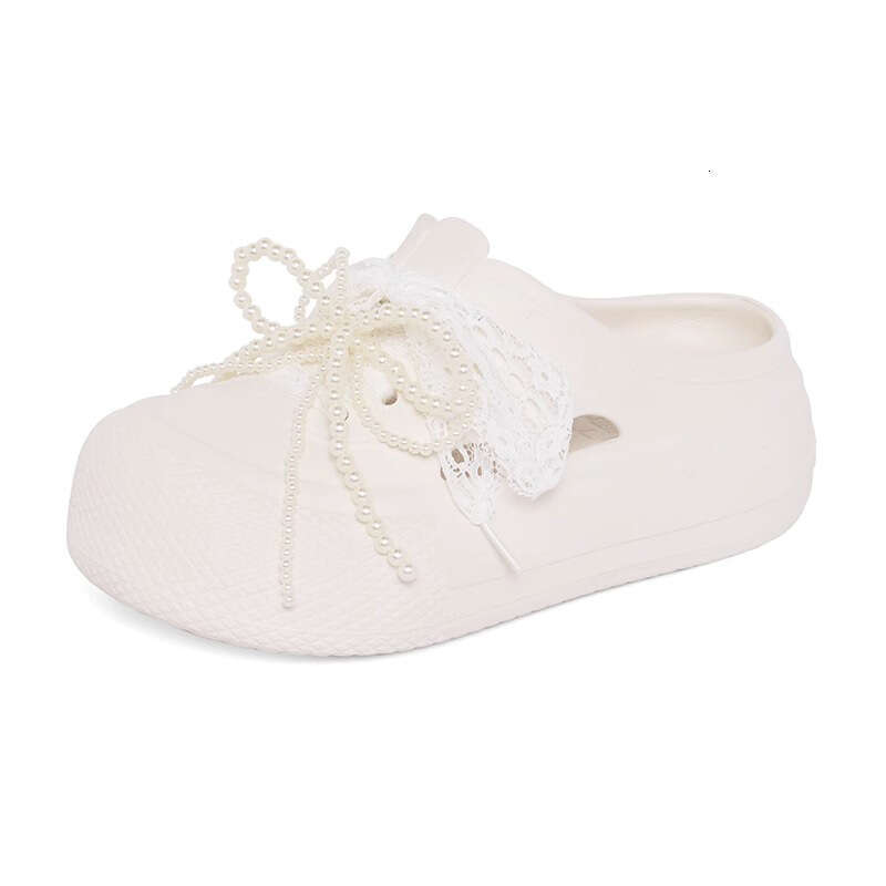 TK2025 New Summer Lace Pearl Personality Lace-up Hole Shoes Beach Soft Sole Sandals