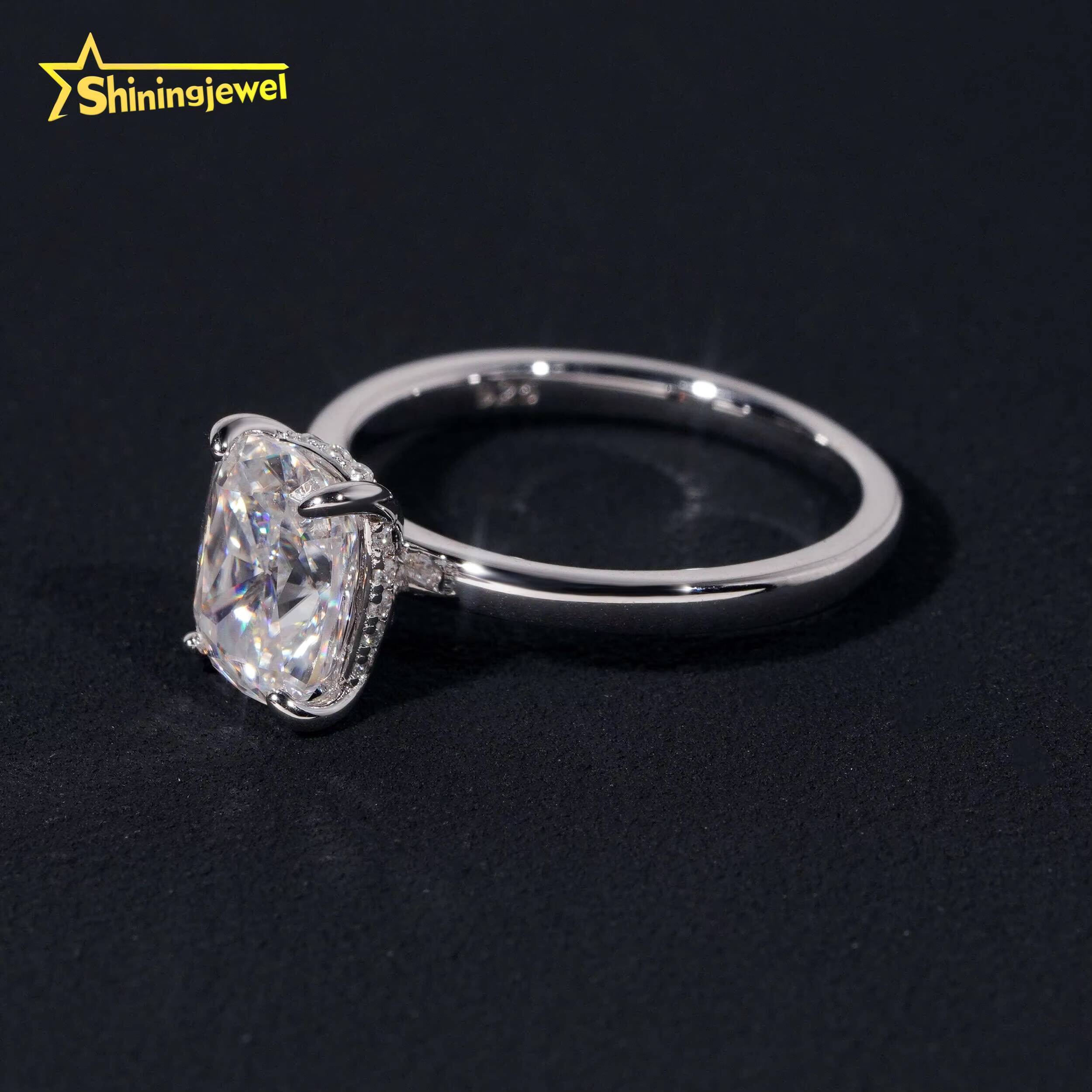 GRA Certificated 925 Sterling Silver 7x9mm 3CT Cushion Cut Moissanite Ring Custom Engagement Rings Jewelry Women Daily Wear