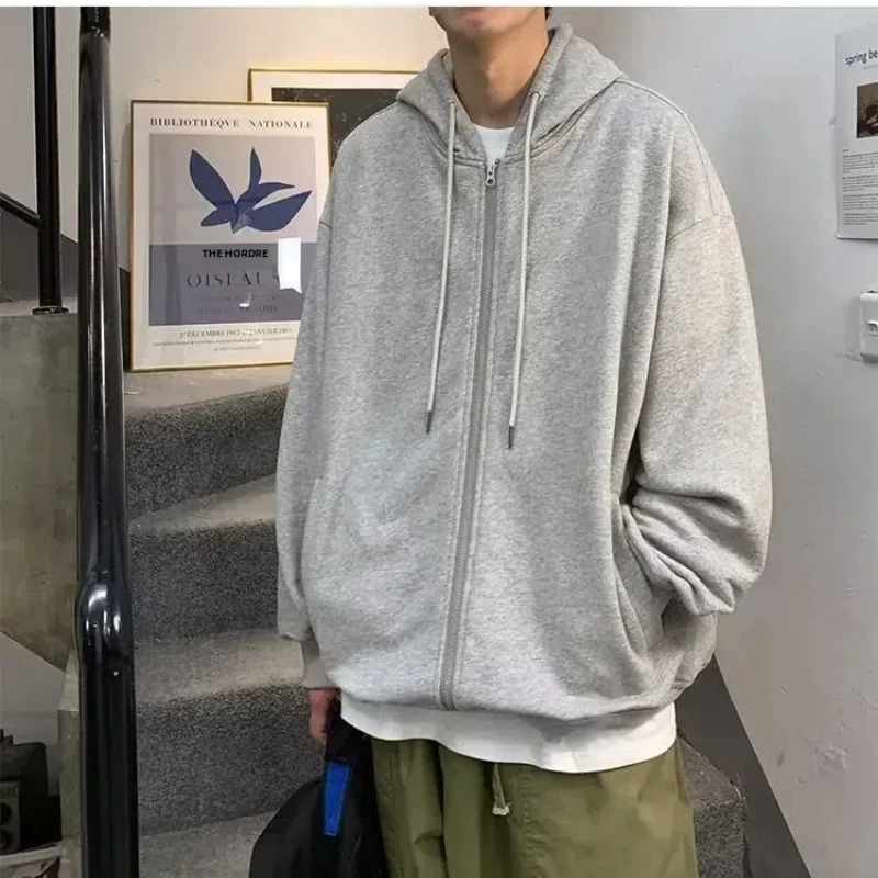 Trendy Couple Cardigan Sweatshirt American Style Loosefit Mens Jacket Autumn Top Stand Collar Casual Clothing Regular Length 250729