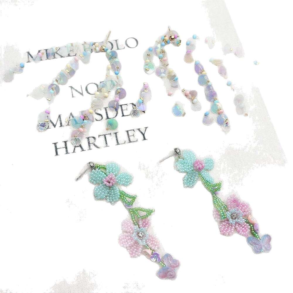 TikTok Super Beautiful Monet Garden Dopamine Beaded Flower Girl Heart Stud 2025 Spring New Earrings 1a5