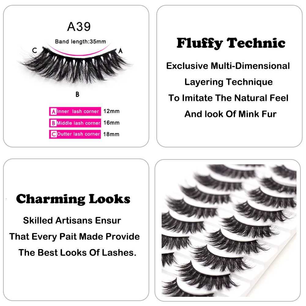 3D Makeup Faux Mink Lashes Natural Fluffy False Eyelashes Wholesale Wispy Thick Long Natural Eye Makeup Tools 3DA39 Z250730