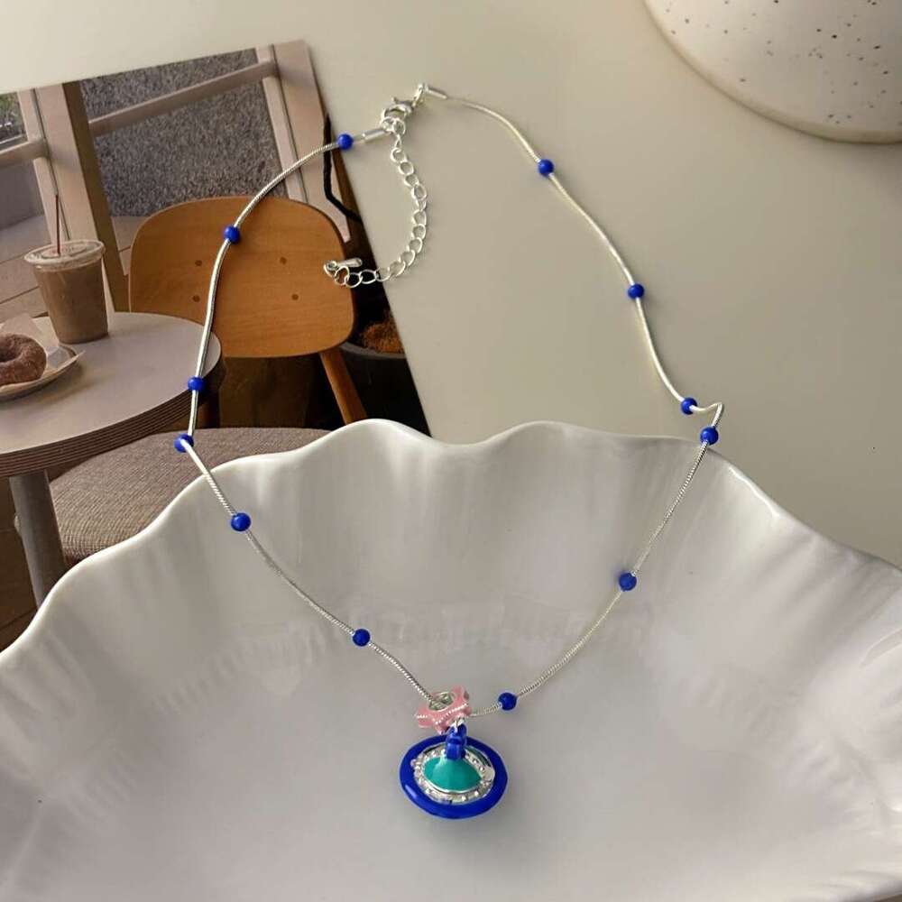 2025 Summer New Dopamine Fun Beaded 3D Saturn Necklace Fresh Sweet Colorful Glaze Collarbone Chain d1a