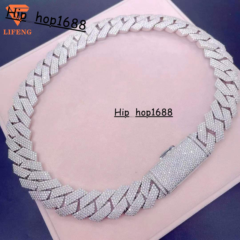 Wholesale Miami Cuban Link Chain Mens Moissanite Necklace 925 Silver Moissanite Cuban Link Chain GRA Moissanite Jewelry