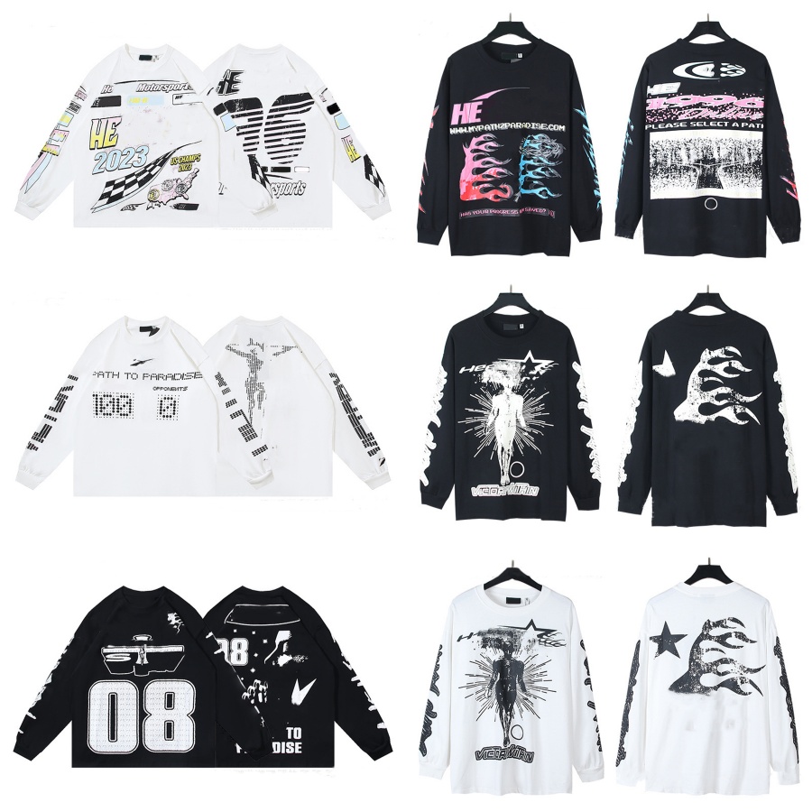 Designer T Shirt men's fall fashion high street loose long-sleeved T-shirt men and women's models fashion breathable printing Size S-XXL