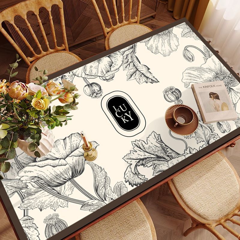 Light French High-End Dining Table Mat Waterproof Oil-Proof Wash-Free Heat-Resistant Leather Vintage Style Tablecloth Protector designer luxcury
