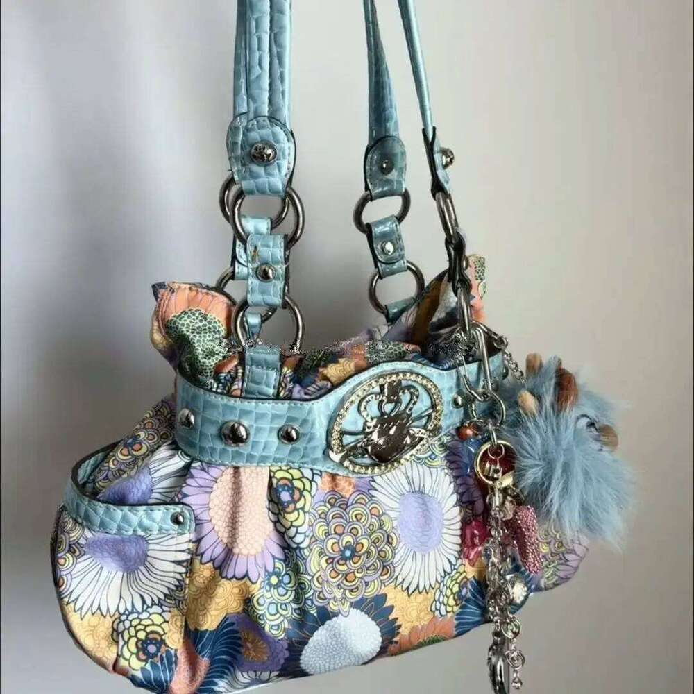 New Y2k Sweet And Cool Hot Girl Style Rivet Motorcycle Women's Large Saddle Crossbody Tote Bag