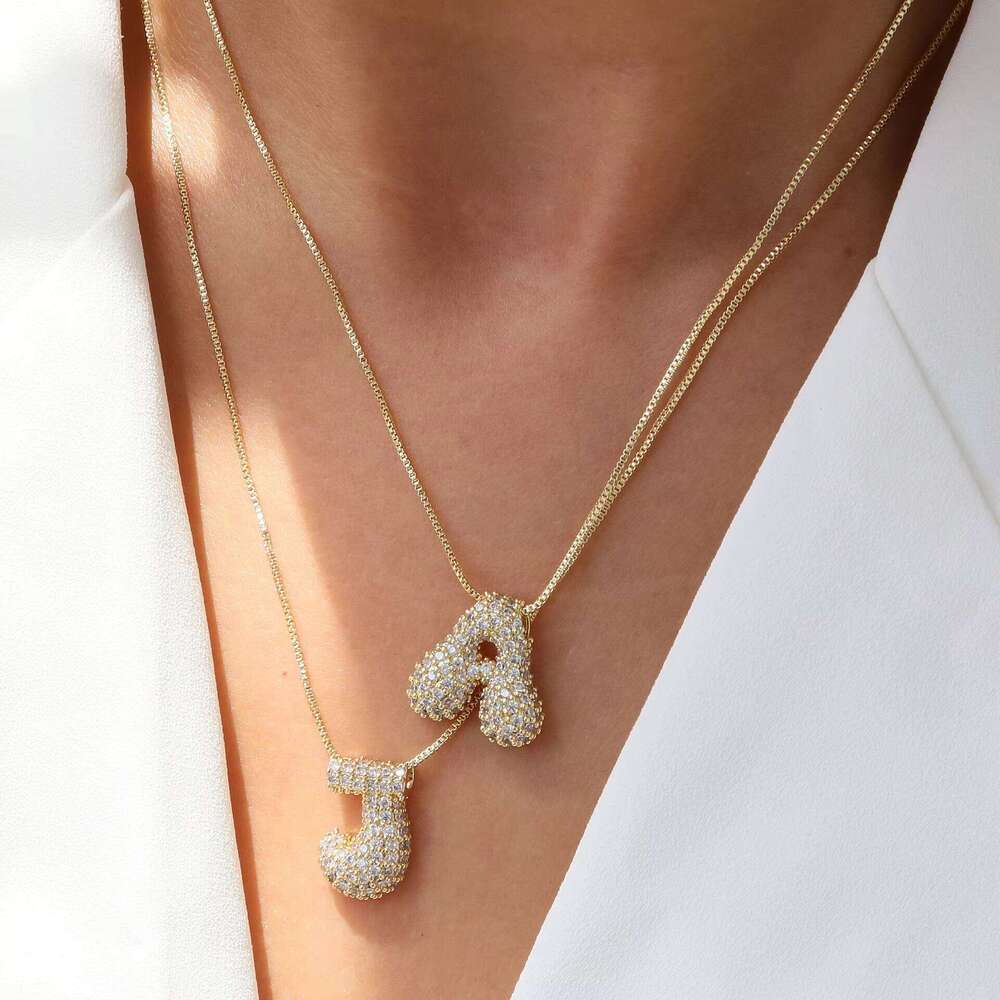 Fashion 26 & Charming Gold-Plated Zircon Letter Design Charm Pendant