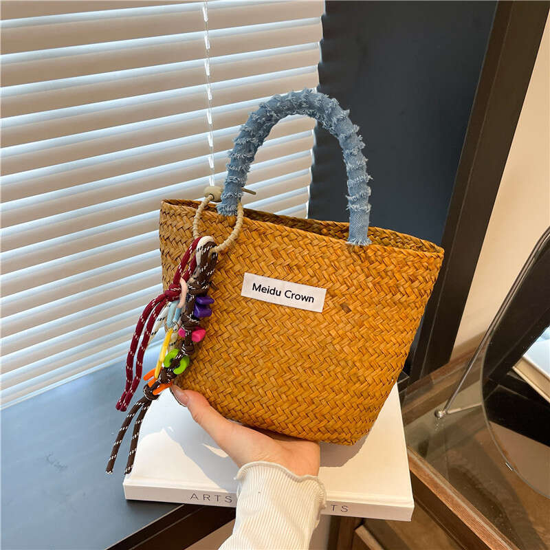 Summer New Niche Design Woven Beach Travel Handbag Korean Fashion Versatile Bag for Women